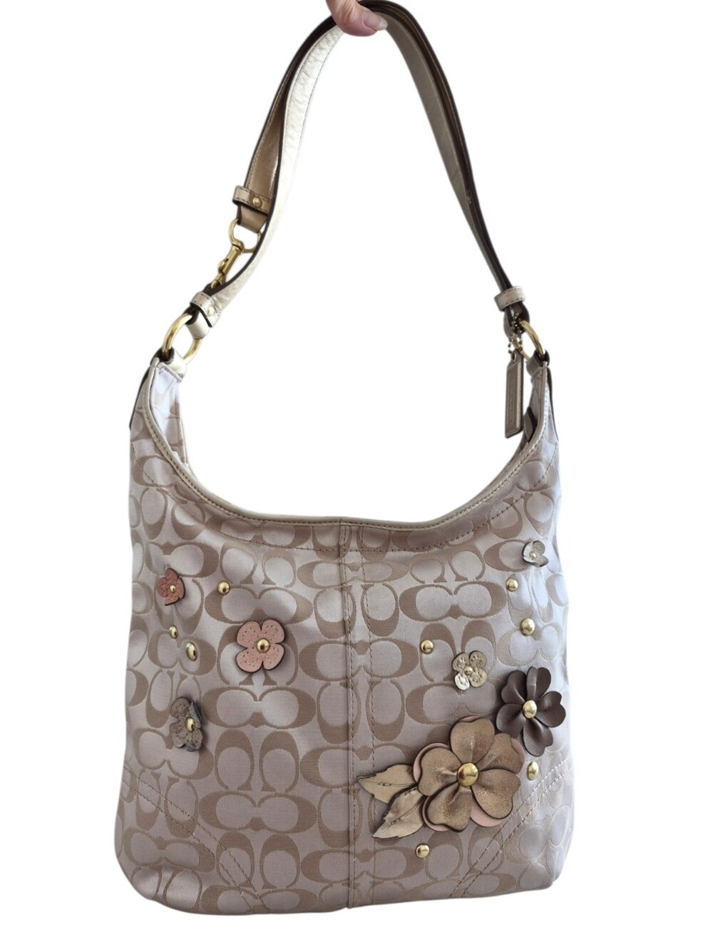 Coach Signature Flower Applique Shoulder Bag